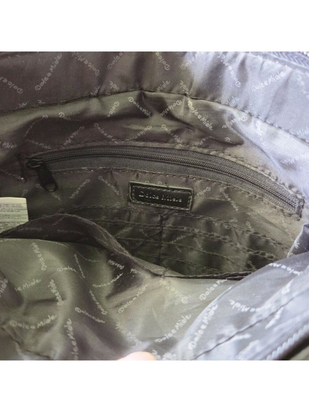 Dolce Miele Black Leather Crossbody Bag Organizer Multi Pocket Shoulder Purse - Picture 9 of 16